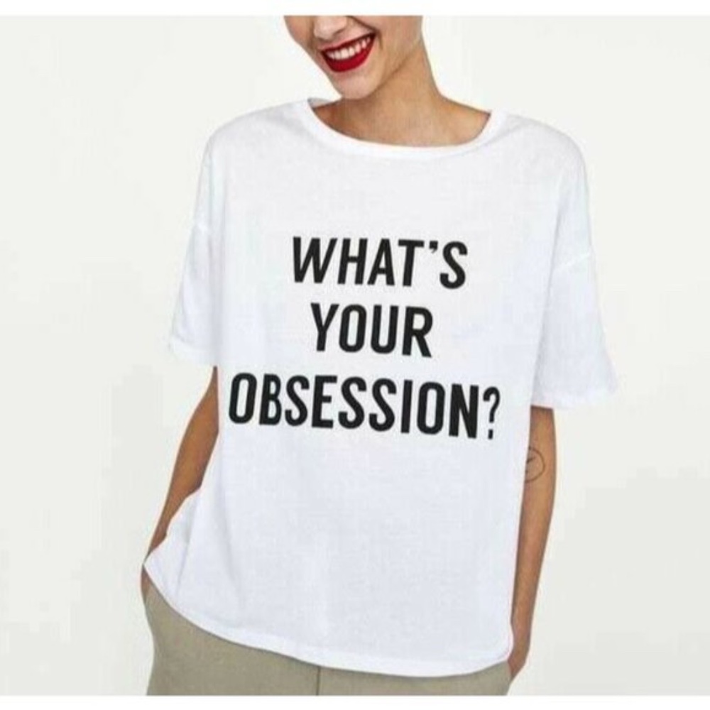 Zara Women’s T-shirt What’s Your Obsession Print L
